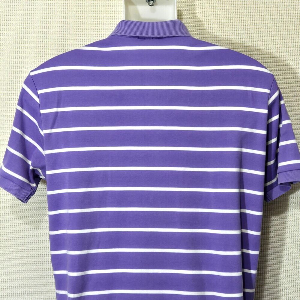 Polo Ralph Lauren Polo Shirt Mens Small Purple White Striped Green Small Pony - Picture 7 of 10